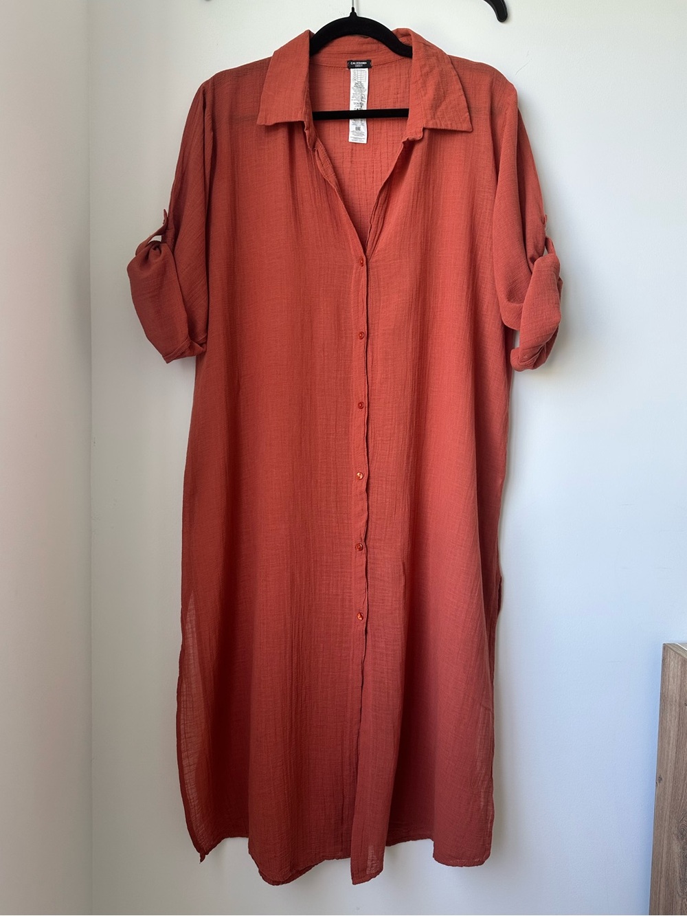 100% Cotton Calzedonia Swim Cover in Rust Orange
